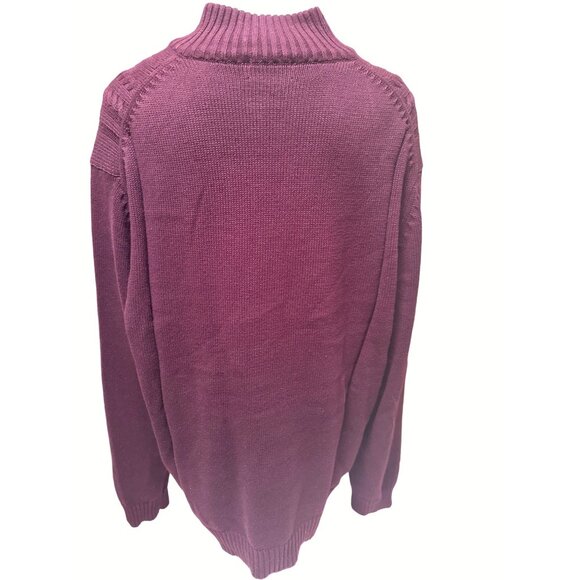 Calvin Klein Mens XL Maroon All Cotton Cable Knit Half Zip Sweater - Picture 3 of 12